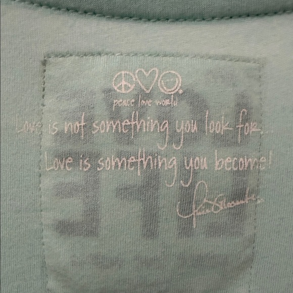 peace love world I Am Happiness you & me Tee - Light Aqua - size Medium - Picture 5 of 10